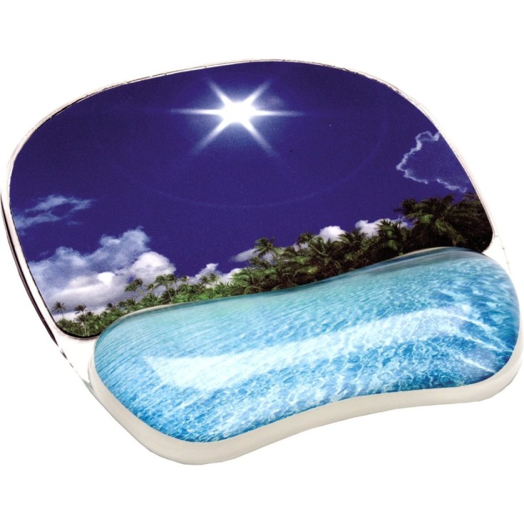 Fellowes Photo Gel Mouse Pad with Wrist Support - Tropical Beach